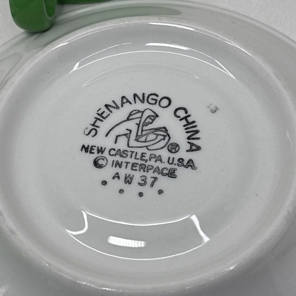 Vtg Shenango Green Greenbriar Hotel Coffee Cups Saucer Dorothy Draper Design 50s